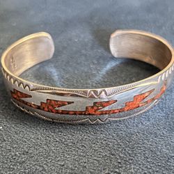 Vintage Coral Cuff Bracelet