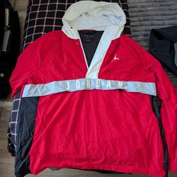 Jordan Half-Zip Anorak Windbreaker Jacket - Red/Black/White