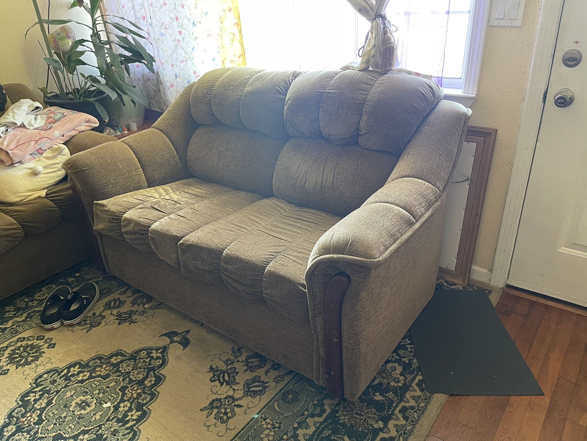 Brown Fabric Couches 