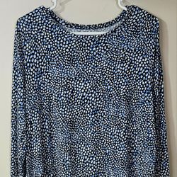 XXL Apt 9 Women's Blue and Black Patterned Top