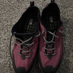 Women's 9.5 M Clarks Wave 2 WaveWalk Purple Knit Shoes Sneakers L