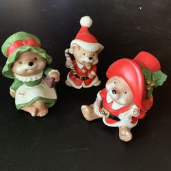 Vintage Homco Christmas Bear Figures