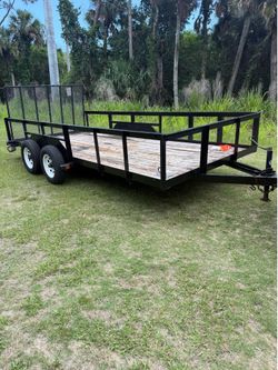 7x16 utility trailer with ramp/2’ sides