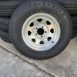 New 225-75-15inch Trailer Tires With 6-lug Galvanized Rims. 30-Day special. 