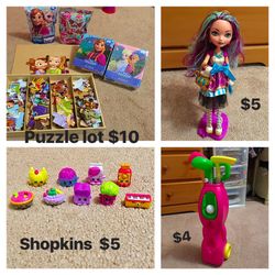 Puzzles Shopkins ever after high etc