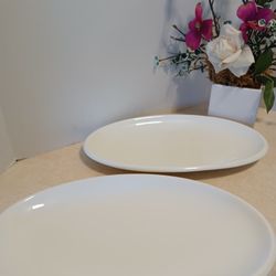 Dowan White Stoneware Oval Serving Platters 