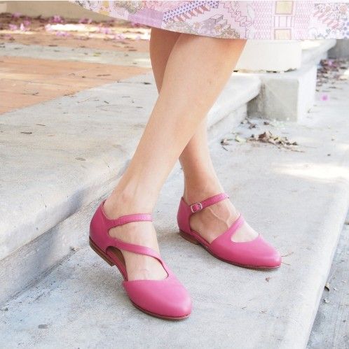 Ara - D'Orsay Flat Shoes, Pink Leather Shoes, Women Shoes, Vintage Style Shoe, Comfortable Flat Shoes, Handmade in Argentina,