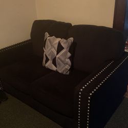 Black Tufted Living Room Couch Set 