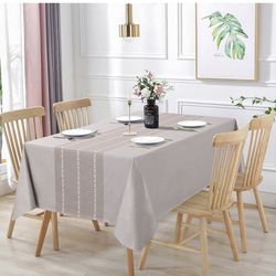 100% Waterproof Rectangle PVC Tablecloth, Vinyl Table Cloth Cover with Flannel Backing Oil Spill Proof Wipeable Table Cloths for Indoor Outdoor Picnic