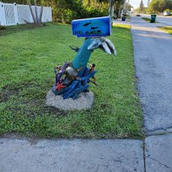 Beautiful Ocean Theme Driftwood Hand Made Mailbox 