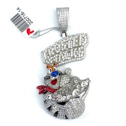925 Sterling Silver CZ Frosted Stacks Pendant 31.20g 200716/14
