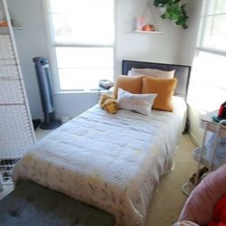 Twin size bed frame, matress, and matress topper $160