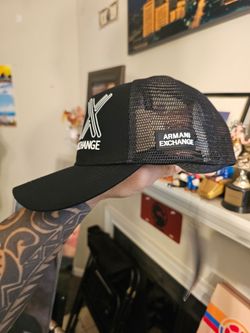 AX Armani Exchange Black Mesh Snapback Cap