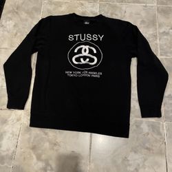 Stussy Men’s Crewneck Sweatshirt Worldwide Cities Logo Embroidery - Size M