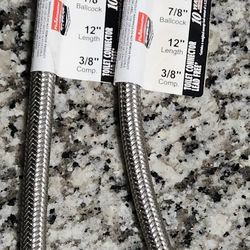 (2) Fluidmaster PRO1T12 12" Toilet Connector, 3/8" Compression X 7/8" Ballcock