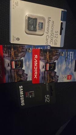2 TB CARD BUNDLE!!!512GB Memory Card Bundle – (1)Insignia,( 2) SanDisk, (1)Samsung