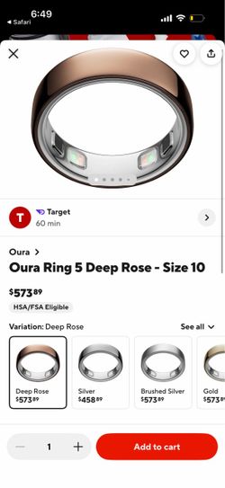 Deep rose Oura ring size 10 brand new with charging case