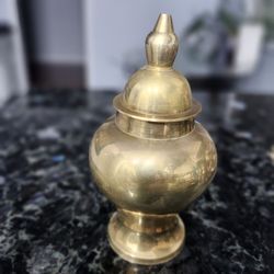 vintage brass ginger jar or lidded urn. 