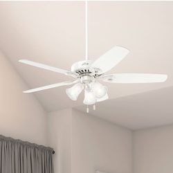 Hunter Fan Indoor Ceiling Fan With Light And Pull Chain Control