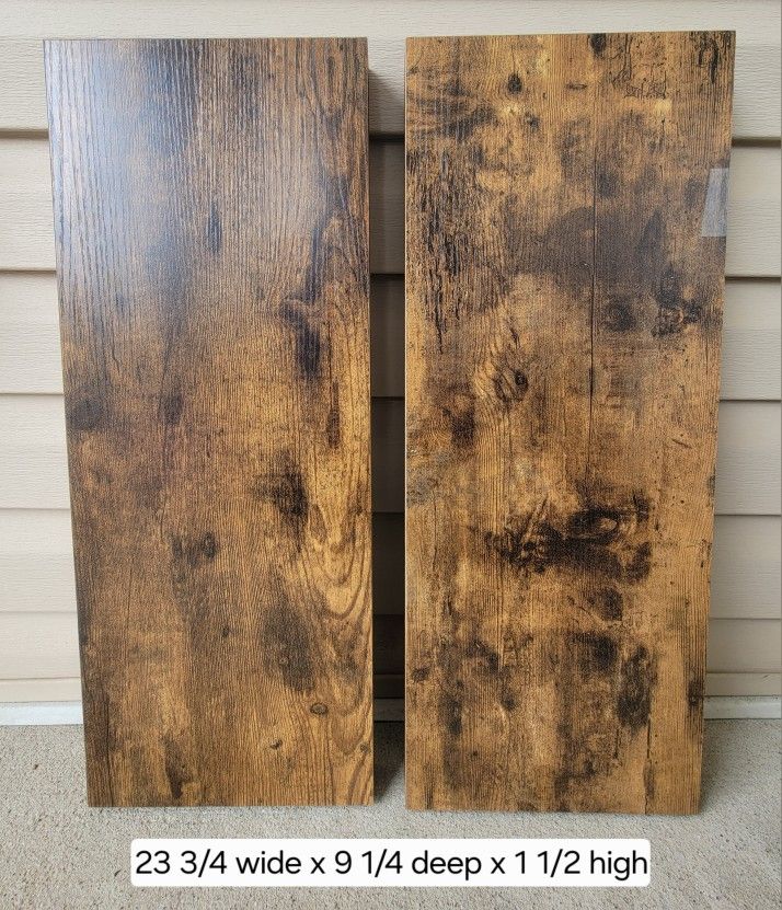 2 Wooden Rustic Brown Wall Mounted Floating Shelves Home Decor ($7.50 Each)