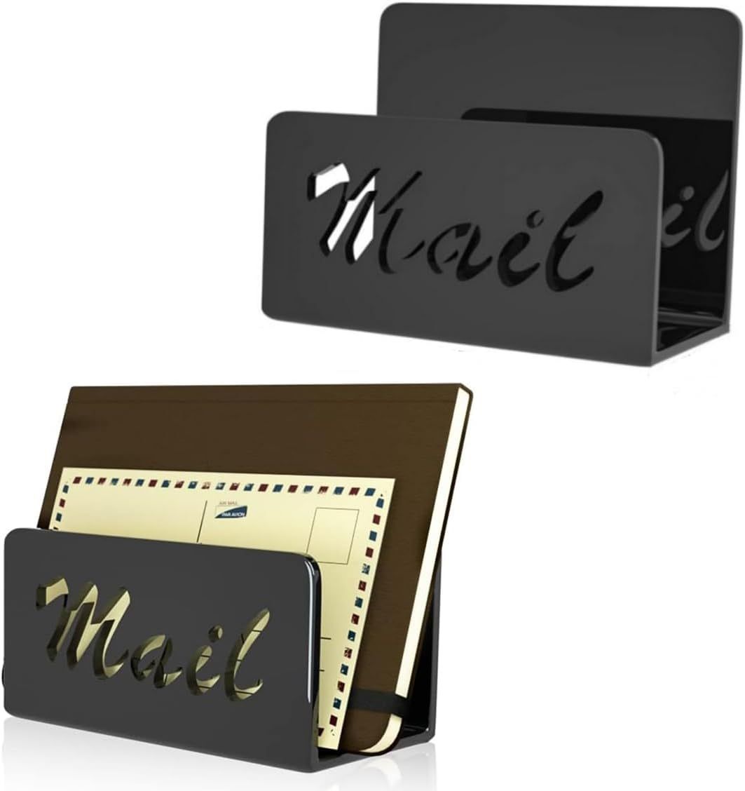 BRAND NEW 2 Pack Acrylic Mail Holders Countertop Bill Organizer with Modern Lettering Design