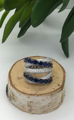 925 Sterling Silver Ring with Sapphire Cz