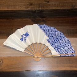 Vintage Japanese Kimono Paper 'Stranded Flowers by the Beach' Signed Purse Fan