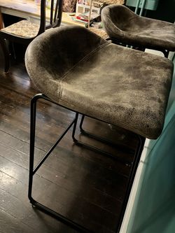 Vegan Leather Bar Stools (2)