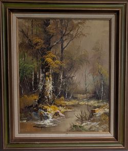 Granger Signed Painting Autumn Forest Landscape