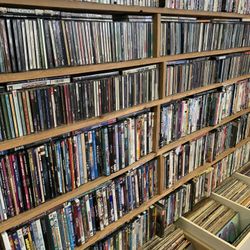 DVD CD Audio cassettes Vinyl Records VHS