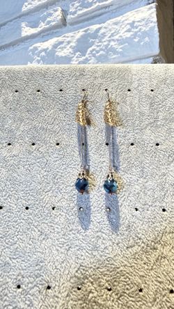 Vintage Gold and Blue Drop Earrings