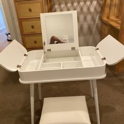 White Vanity & Matching Stool