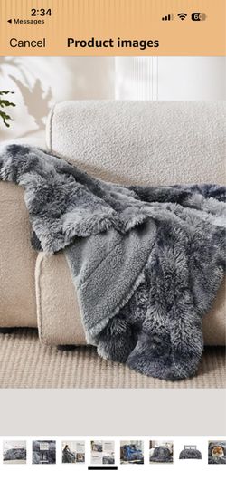 Luxury Faux Fur Throw Blanket 90”x90”