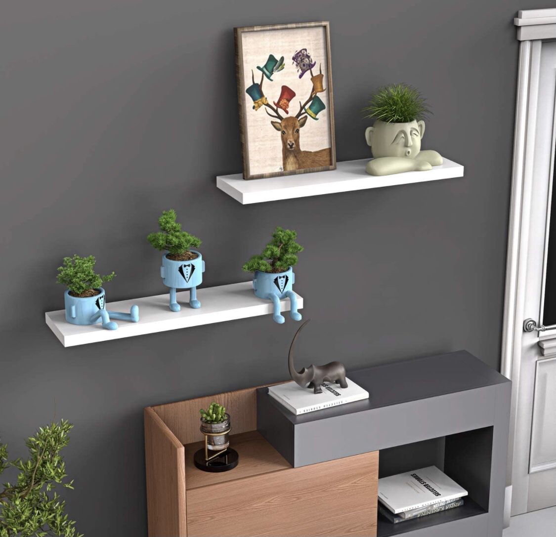  NEW - Set Of 2 White Floating Shelves 9.3” Deep - Retails For $43