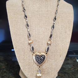 Brighton Silver & Gold Plated Heart Pendant Necklace 