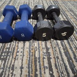 Set Of 5 LB & 8 LB Dumbbells 