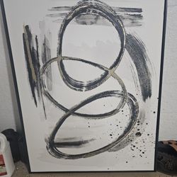 Abstract Black White Gold Wall Art