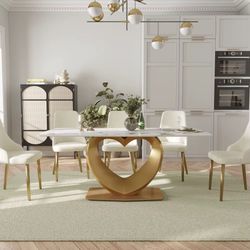 ✅ Home Furniture Special Rectangle Dining Table Stone Marble Top Gold  Table ✅
