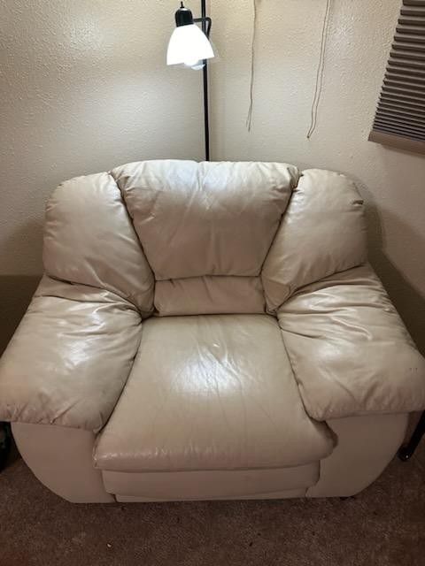 3 Piece Ivory Leather Furniture 