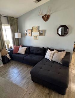 Charcoal Gray Sleeper Sofa with Storage Chaise