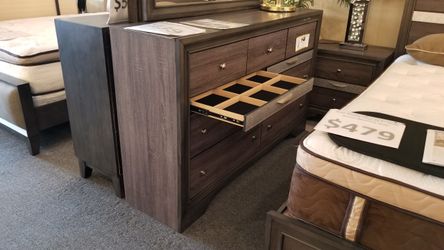 Brand new 63" x 37"H grey dresser with jewelry trays