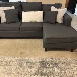 Blue Couch with Reversible Chaise 