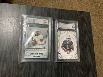 2 Cam Ward professionally graded rookie football cards 10 Gem Mint & 9.5 Mint+ Tennessee Titans #1 draft pick