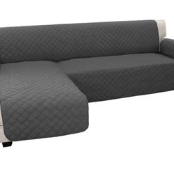 Easy-Going Sectional Couch Covers L Shape Reversible Sofa Slipcover Chaise Lounge Cover Furniture Protector Cover for Pets Dog Cat (X-Large, Dark Gray