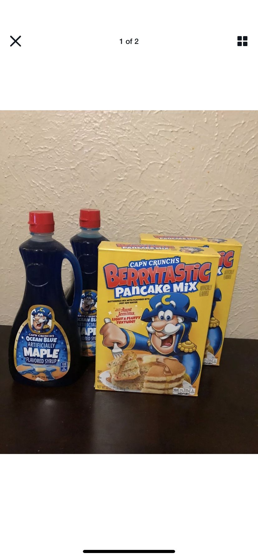 Cap'n Crunch Aunt Jemima Berrytastic Pancake Mix & Ocean Blue Maple Syrup Combo