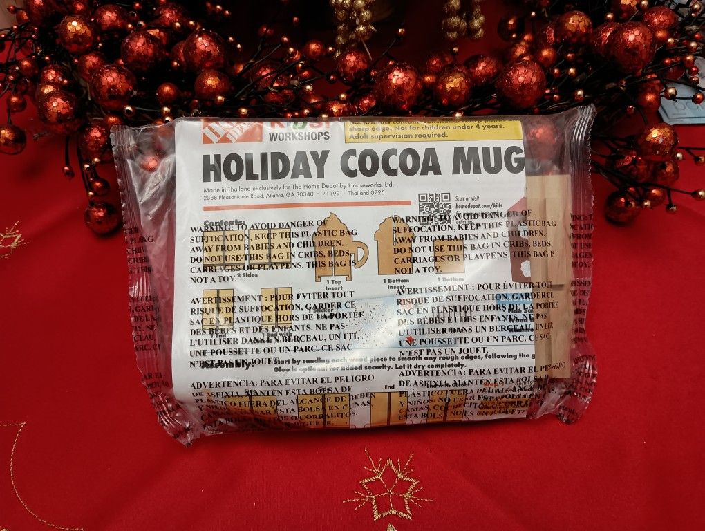 3/$10 π NEW Home Depot Kids DEC 2025 Holiday Cocoa Mug Project