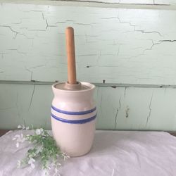 BBQ Sauce Mop Pottery Holder With BBQ Brush And Lid