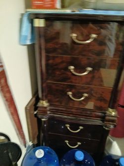 Cherry wood dresser with mirror and 2 nightstand  dresser