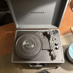Suitcase Record Player By Crosley, grey