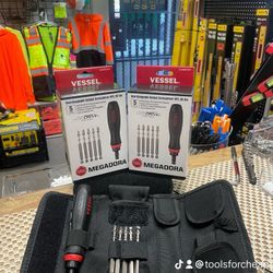VESSEL TOOLS MEGADORA Interchangeable Ratchet Screwdriver, 5PC. Bit Set.  $42 EACH.                                                  